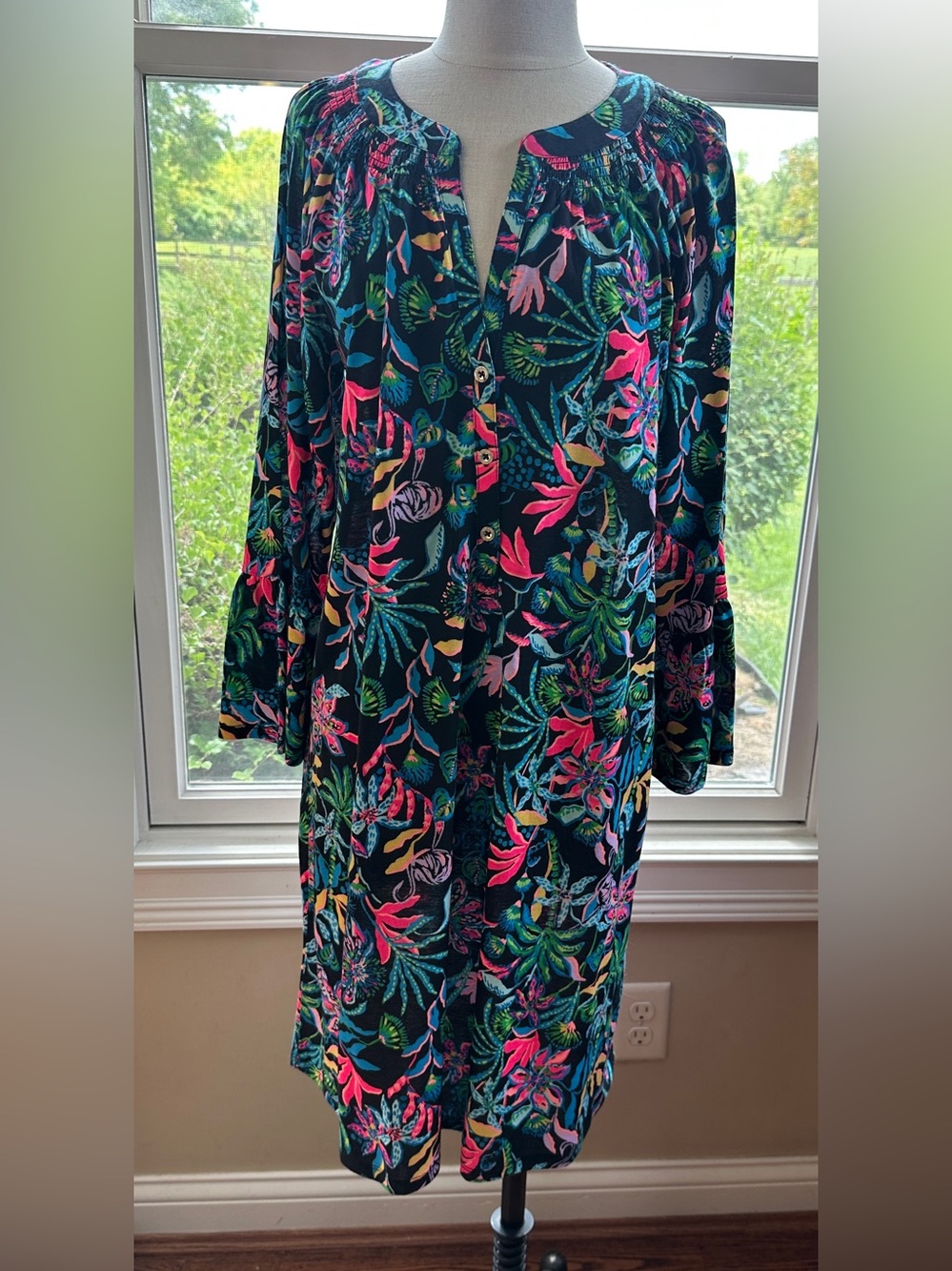 NWT Lilly Pulitzer Norris Dress, Onyx Paradise Glow, 100% Cotton